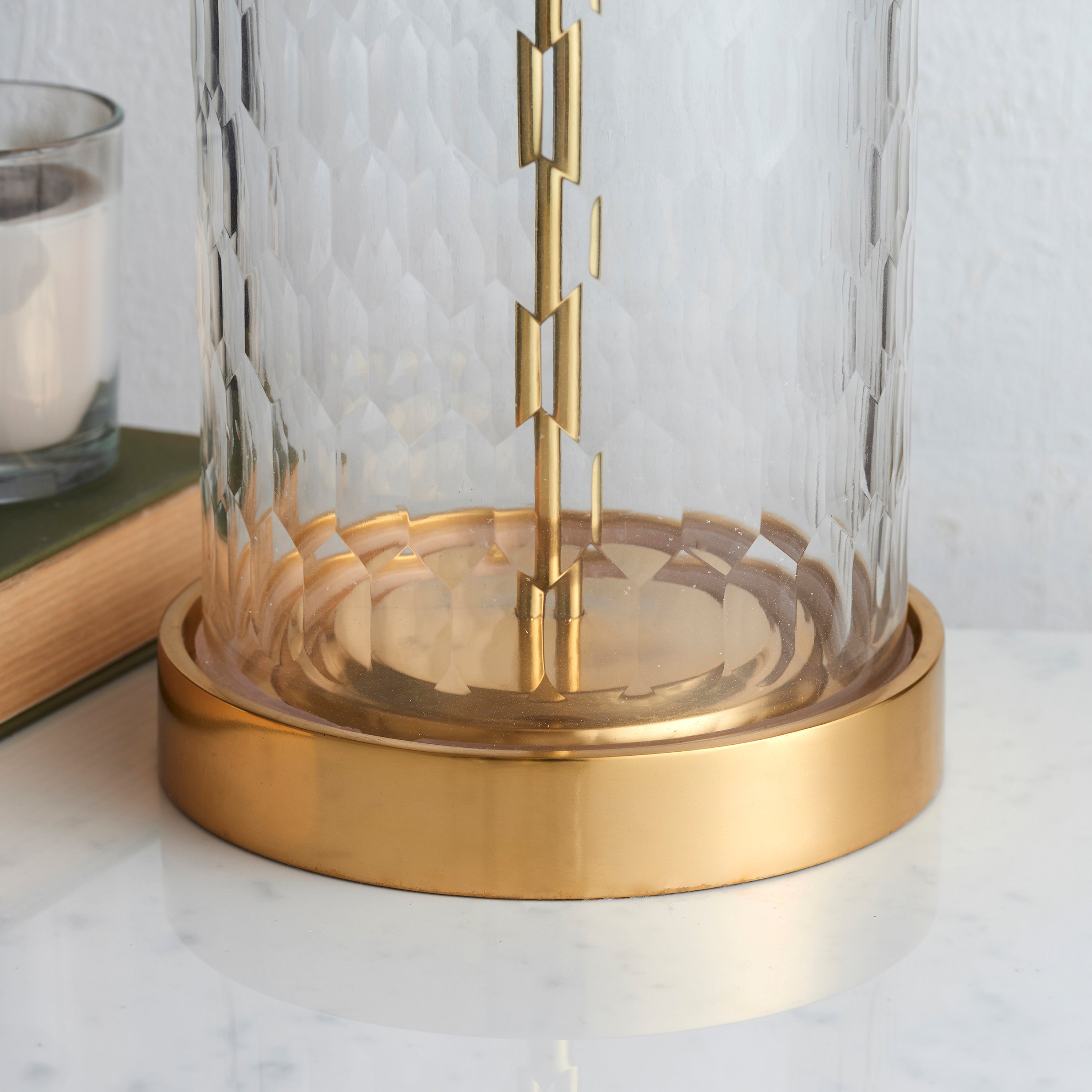 Vargi Gold & Geometric Glass Table Lamp